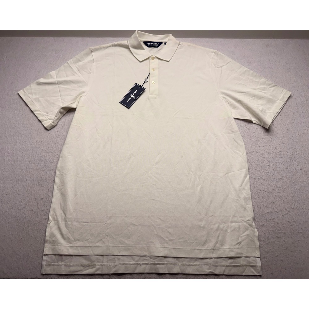 Polo Golf Ralph Lauren Mens Cream Pima Cotton Polo Shirt Large NWT MW22